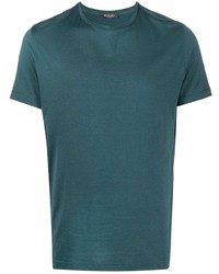 dunkeltürkises T-Shirt mit einem Rundhalsausschnitt von Loro Piana