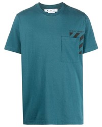 dunkeltürkises T-Shirt mit einem Rundhalsausschnitt von Off-White