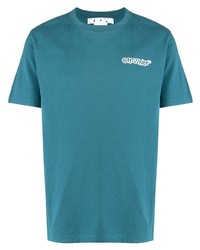 dunkeltürkises T-Shirt mit einem Rundhalsausschnitt von Off-White