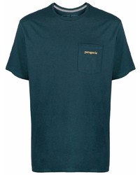 dunkeltürkises T-Shirt mit einem Rundhalsausschnitt von Patagonia