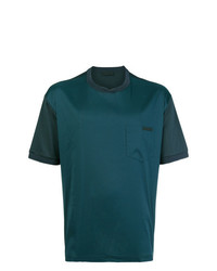 dunkeltürkises T-Shirt mit einem Rundhalsausschnitt von Prada