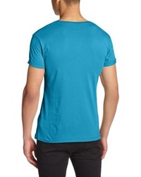 dunkeltürkises T-Shirt mit einem V-Ausschnitt von edc by Esprit