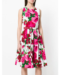 fuchsia ausgestelltes Kleid mit Blumenmuster von Samantha Sung