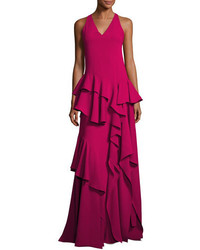 fuchsia Ballkleid mit Rüschen