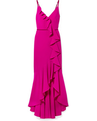 fuchsia Ballkleid mit Rüschen von Marchesa Notte