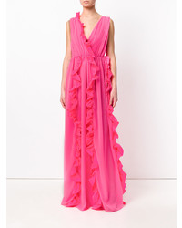 fuchsia Ballkleid mit Rüschen von MSGM