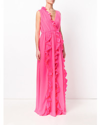 fuchsia Ballkleid mit Rüschen von MSGM