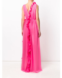 fuchsia Ballkleid mit Rüschen von MSGM