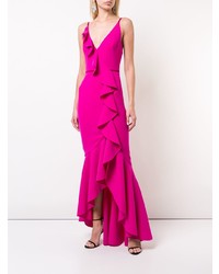 fuchsia Ballkleid mit Rüschen von Marchesa Notte