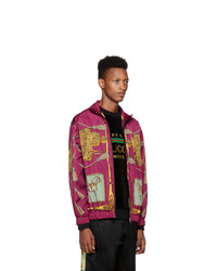 fuchsia bedruckte Bomberjacke von Gucci