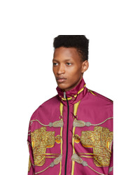 fuchsia bedruckte Bomberjacke von Gucci