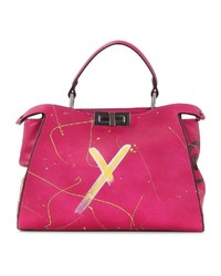 fuchsia bedruckte Shopper Tasche aus Leder von SURI FREY