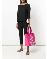fuchsia bedruckte Shopper Tasche aus Segeltuch von Twin-Set