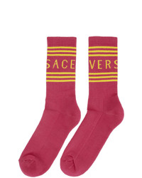 fuchsia bedruckte Socken von Versace