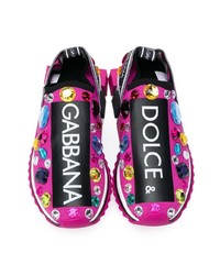 fuchsia bedruckte Sportschuhe von Dolce & Gabbana