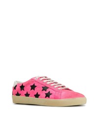 fuchsia bedruckte Wildleder niedrige Sneakers von Saint Laurent