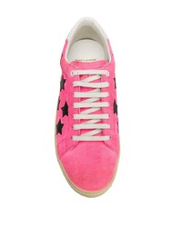 fuchsia bedruckte Wildleder niedrige Sneakers von Saint Laurent