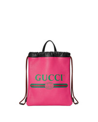 fuchsia bedruckter Leder Rucksack von Gucci