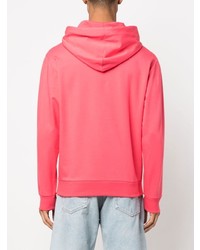 fuchsia bedruckter Pullover mit einem Kapuze von Moschino