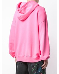 fuchsia bedruckter Pullover mit einem Kapuze von Amiri