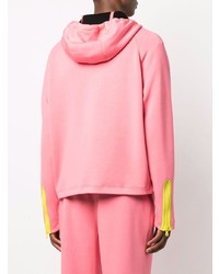 fuchsia bedruckter Pullover mit einem Kapuze von Moschino