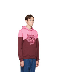 fuchsia bedruckter Pullover mit einem Kapuze von Kenzo