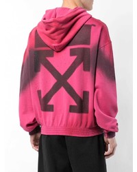 fuchsia bedruckter Pullover mit einem Kapuze von Off-White