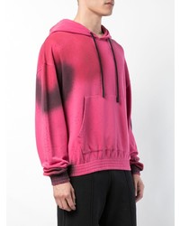 fuchsia bedruckter Pullover mit einem Kapuze von Off-White