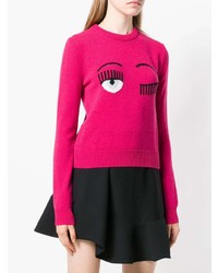 fuchsia bedruckter Pullover mit einem Rundhalsausschnitt von Chiara Ferragni