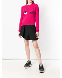 fuchsia bedruckter Pullover mit einem Rundhalsausschnitt von Chiara Ferragni