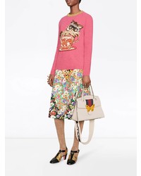 fuchsia bedruckter Pullover mit einem Rundhalsausschnitt von Gucci