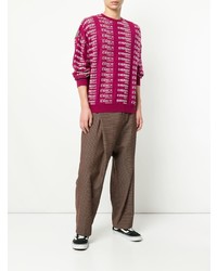 fuchsia bedruckter Pullover mit einem Rundhalsausschnitt von Yoshiokubo