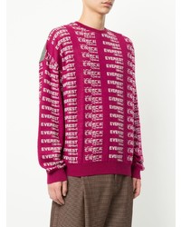 fuchsia bedruckter Pullover mit einem Rundhalsausschnitt von Yoshiokubo