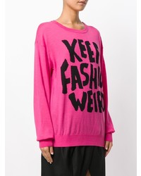 fuchsia bedruckter Pullover mit einem Rundhalsausschnitt von Jeremy Scott