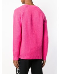 fuchsia bedruckter Pullover mit einem V-Ausschnitt von Gucci