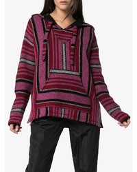 fuchsia bedruckter Pullover mit einer Kapuze von Adaptation