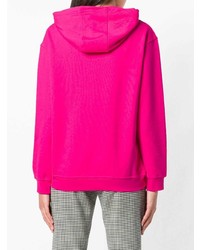 fuchsia bedruckter Pullover mit einer Kapuze von McQ Alexander McQueen