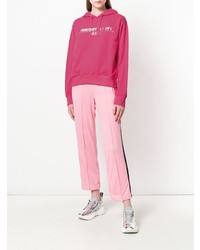 fuchsia bedruckter Pullover mit einer Kapuze von Jeremy Scott