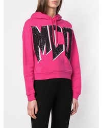 fuchsia bedruckter Pullover mit einer Kapuze von McQ Alexander McQueen