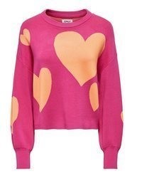 fuchsia bedruckter Pullover von Only
