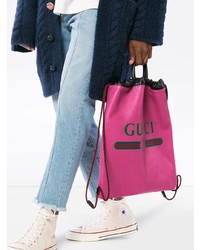 fuchsia bedruckter Rucksack von Gucci