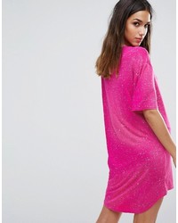 fuchsia bedrucktes Freizeitkleid von Boohoo