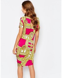 fuchsia bedrucktes Kleid von Versace