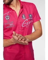 fuchsia bedrucktes Kurzarmhemd von Cipo & Baxx