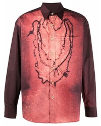 fuchsia bedrucktes Langarmhemd von Marni