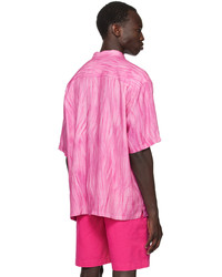 fuchsia bedrucktes Langarmhemd von Stussy