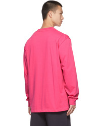 fuchsia bedrucktes Langarmshirt von Moncler Genius