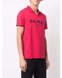 fuchsia bedrucktes Polohemd von Balmain