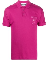 fuchsia bedrucktes Polohemd von Moschino