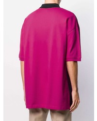 fuchsia bedrucktes Polohemd von Raf Simons X Fred Perry